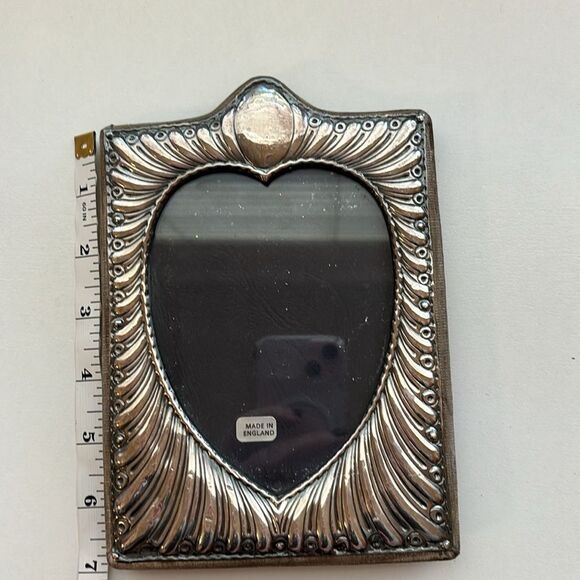 VTG Sterling Silver Heart Picture Photo Frame Ornate Velvet Easel TS LTD England - Picture 8 of 10